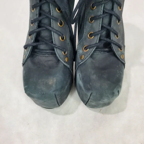 Jeffrey Campbell Lita Platform Boot Size 7.5 Leather Wood Goth Edgy Lady Gaga - Picture 9 of 14